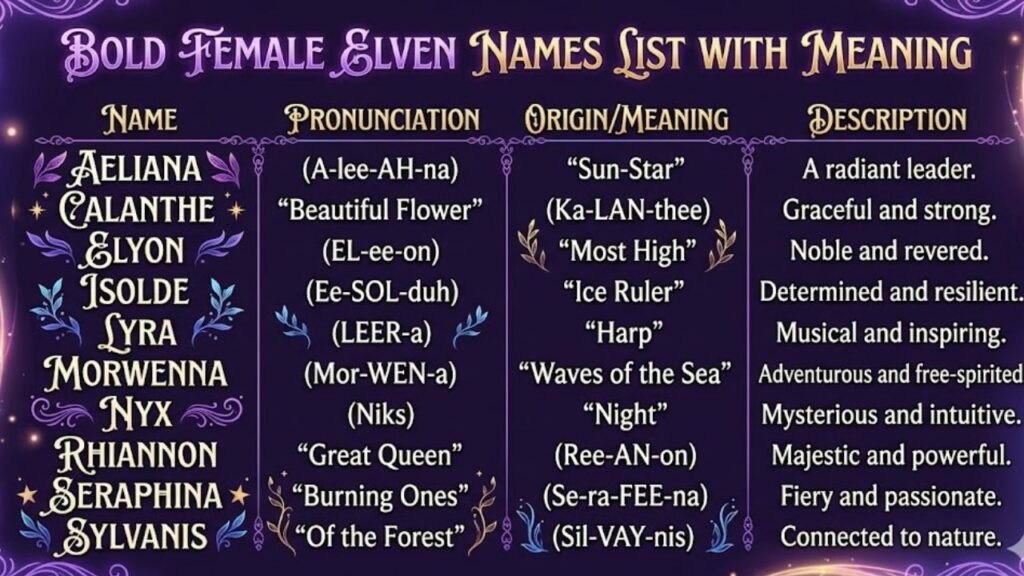 Beautiful Female Elven Names With Meanings